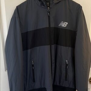 New Balance Men's Charcoal and Black Hooded Jacket